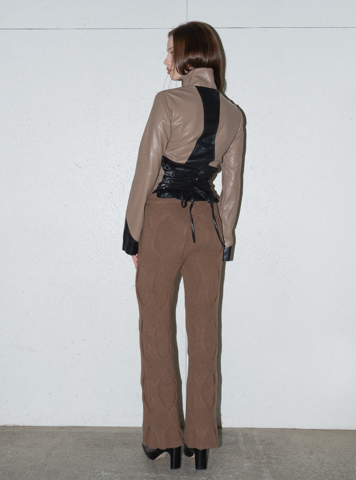 Back Lace Up Leather Jacket