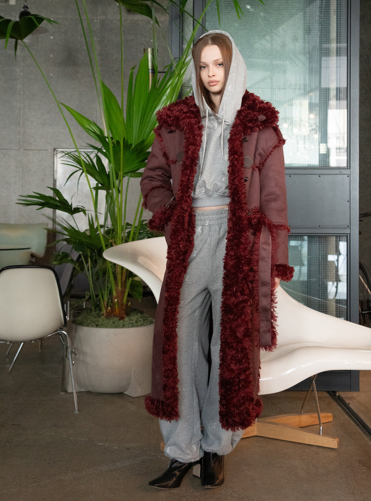 Curly Boa Long Mouton Coat