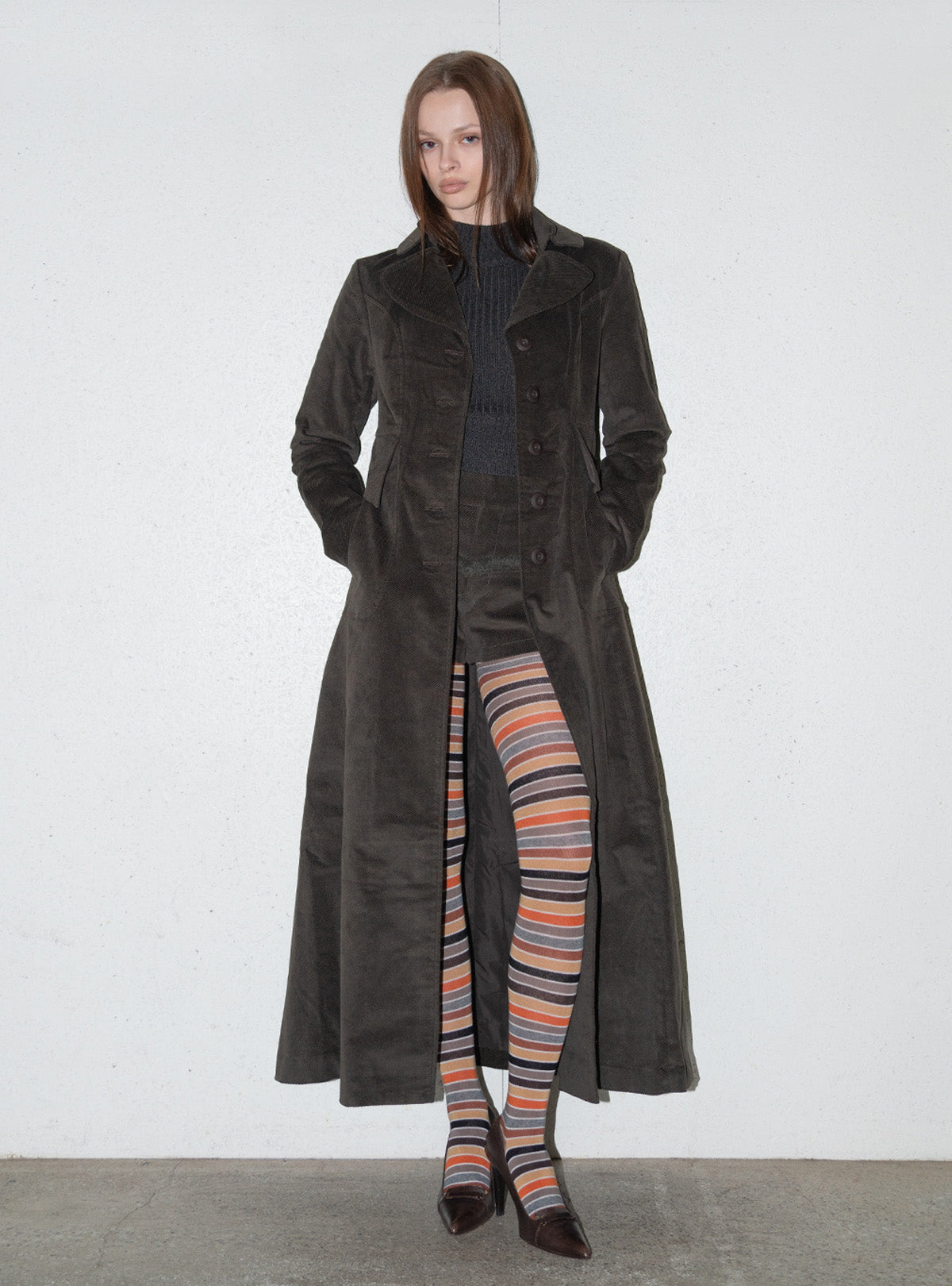 A-Line Corduroy Long Coat