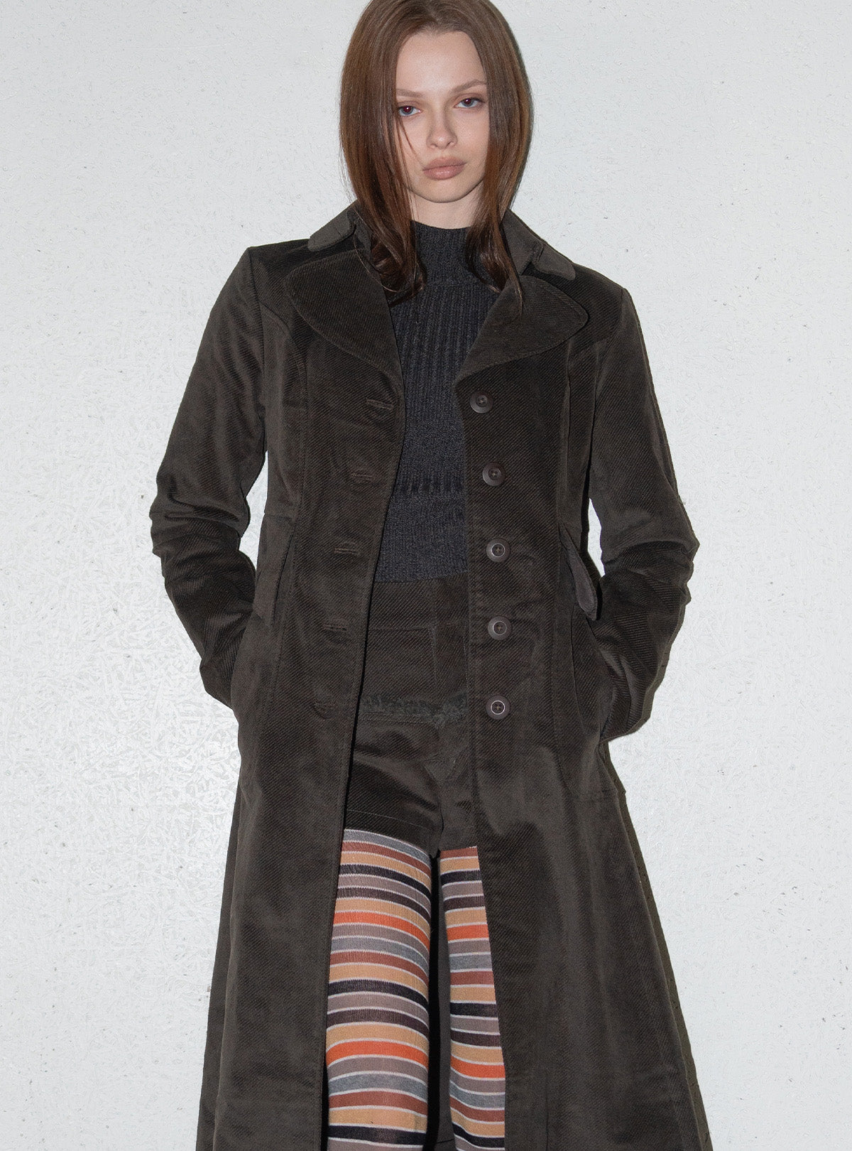 A-Line Corduroy Long Coat