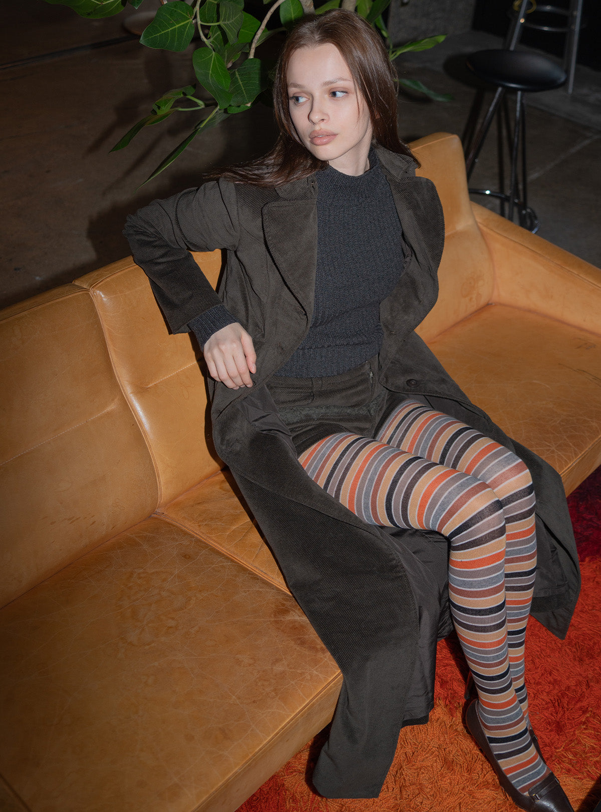 A-Line Corduroy Long Coat