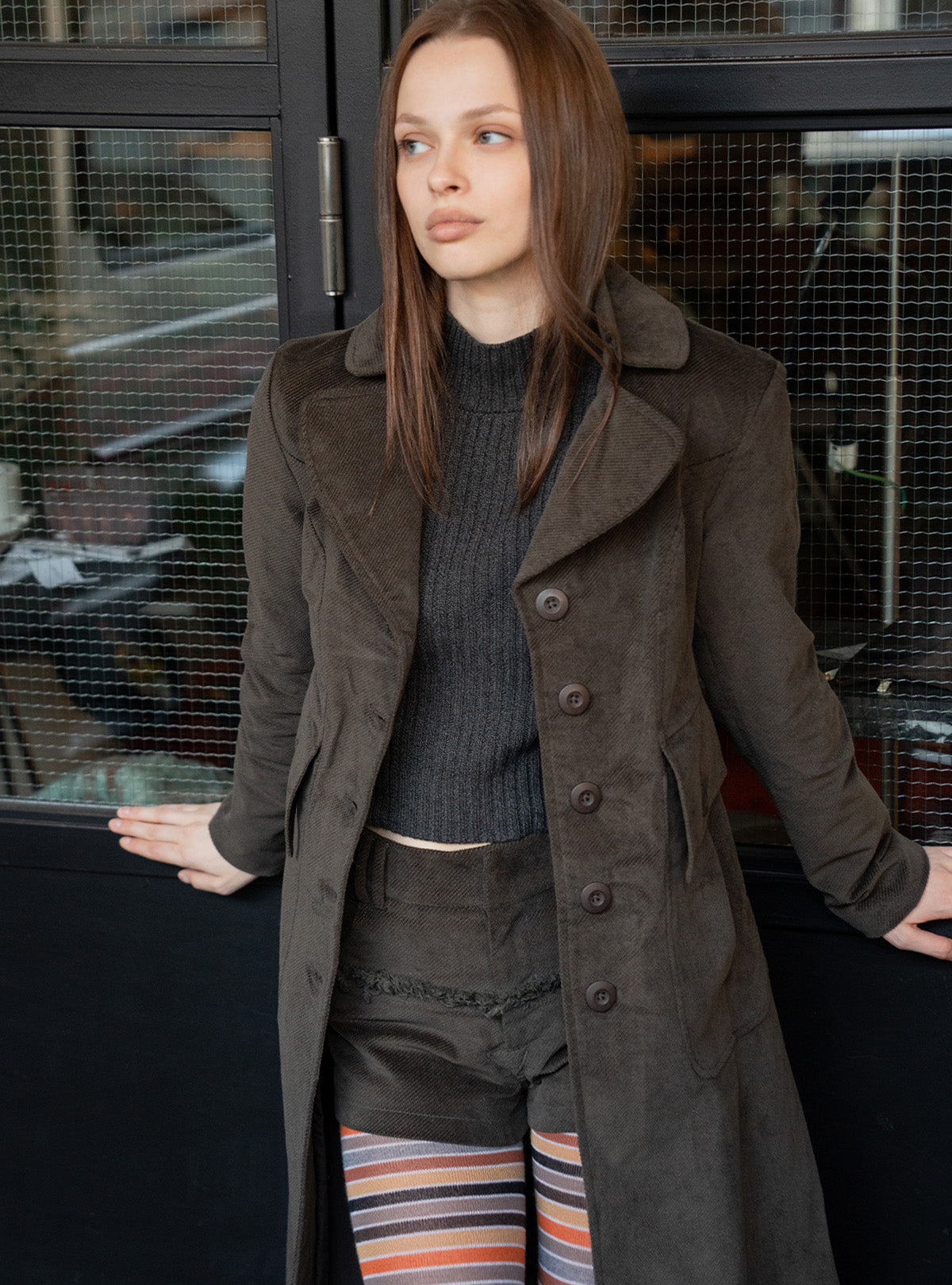 A-Line Corduroy Long Coat