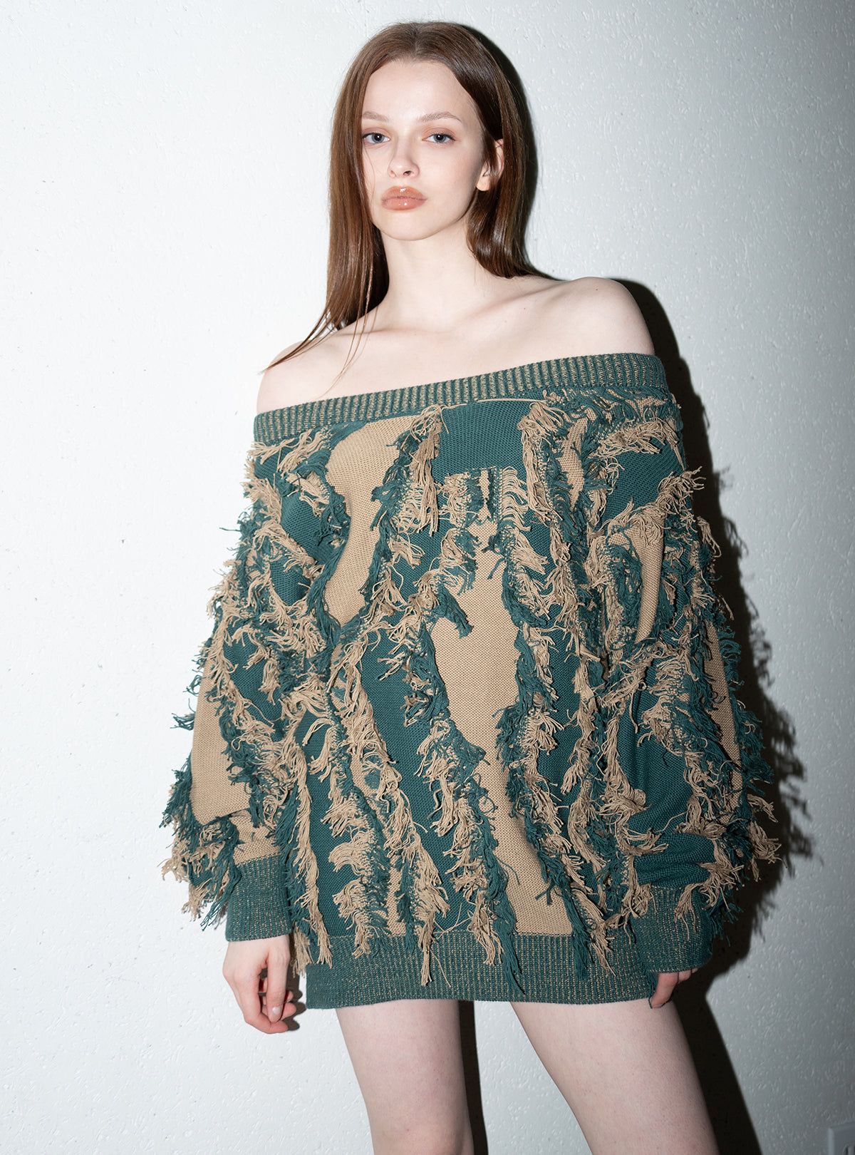 Fringe Bi-color Over Knit