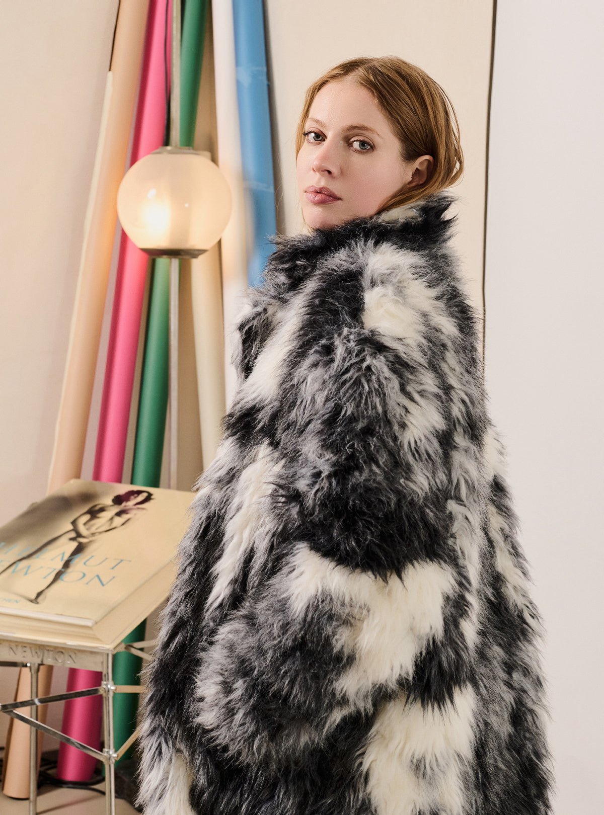 Mosaic Fur Long Coat
