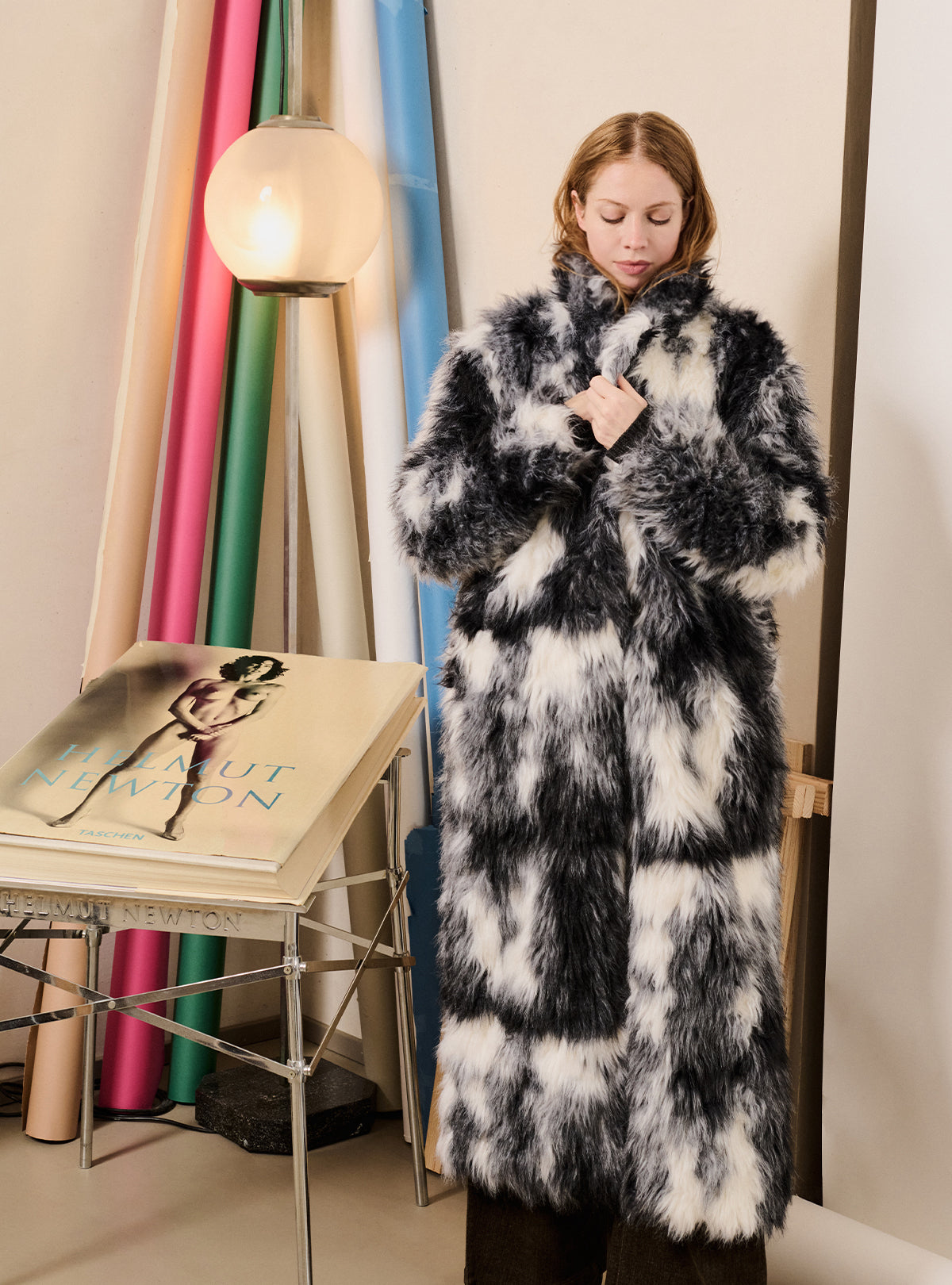 Mosaic Fur Long Coat