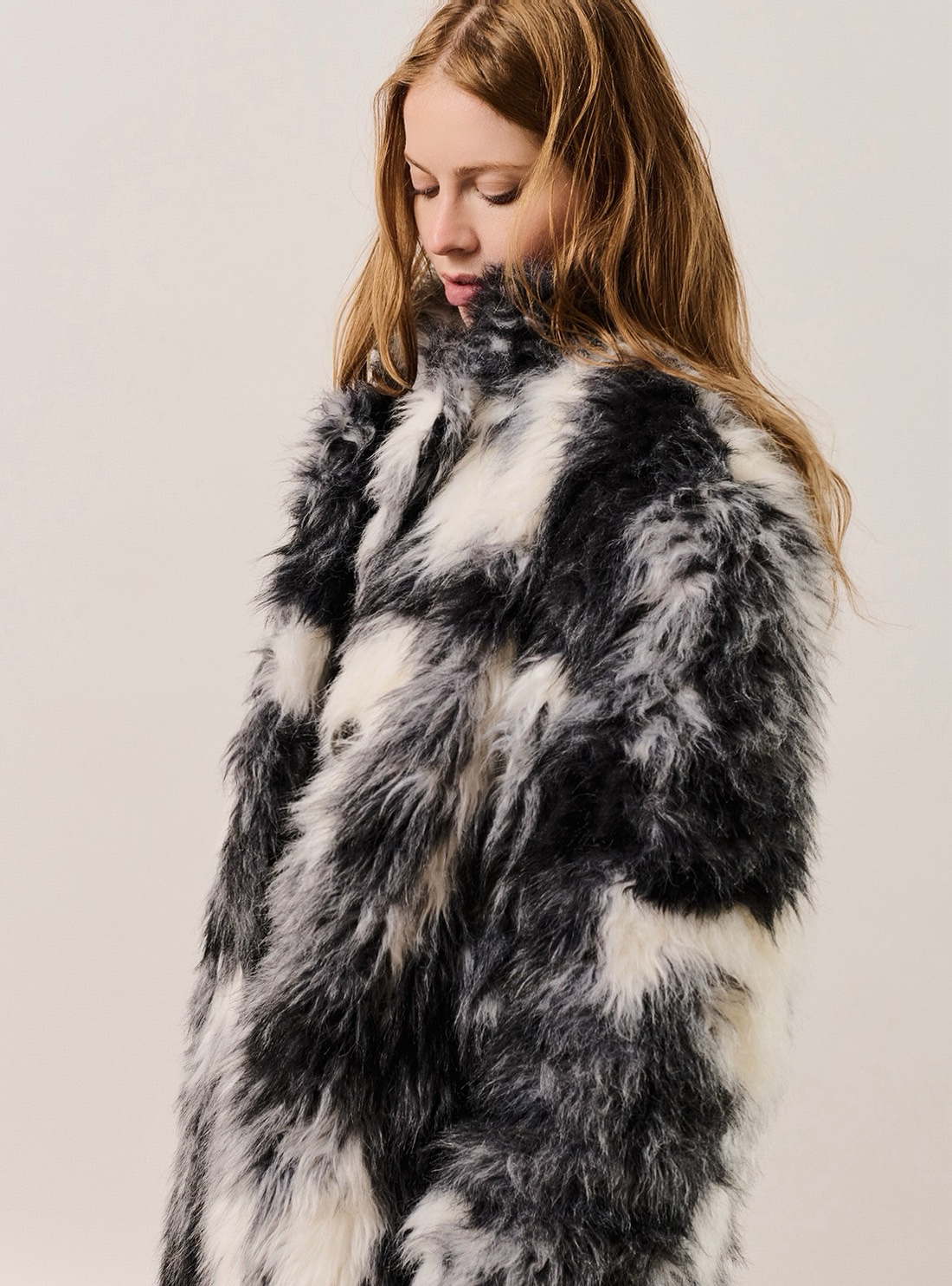 Mosaic Fur Long Coat