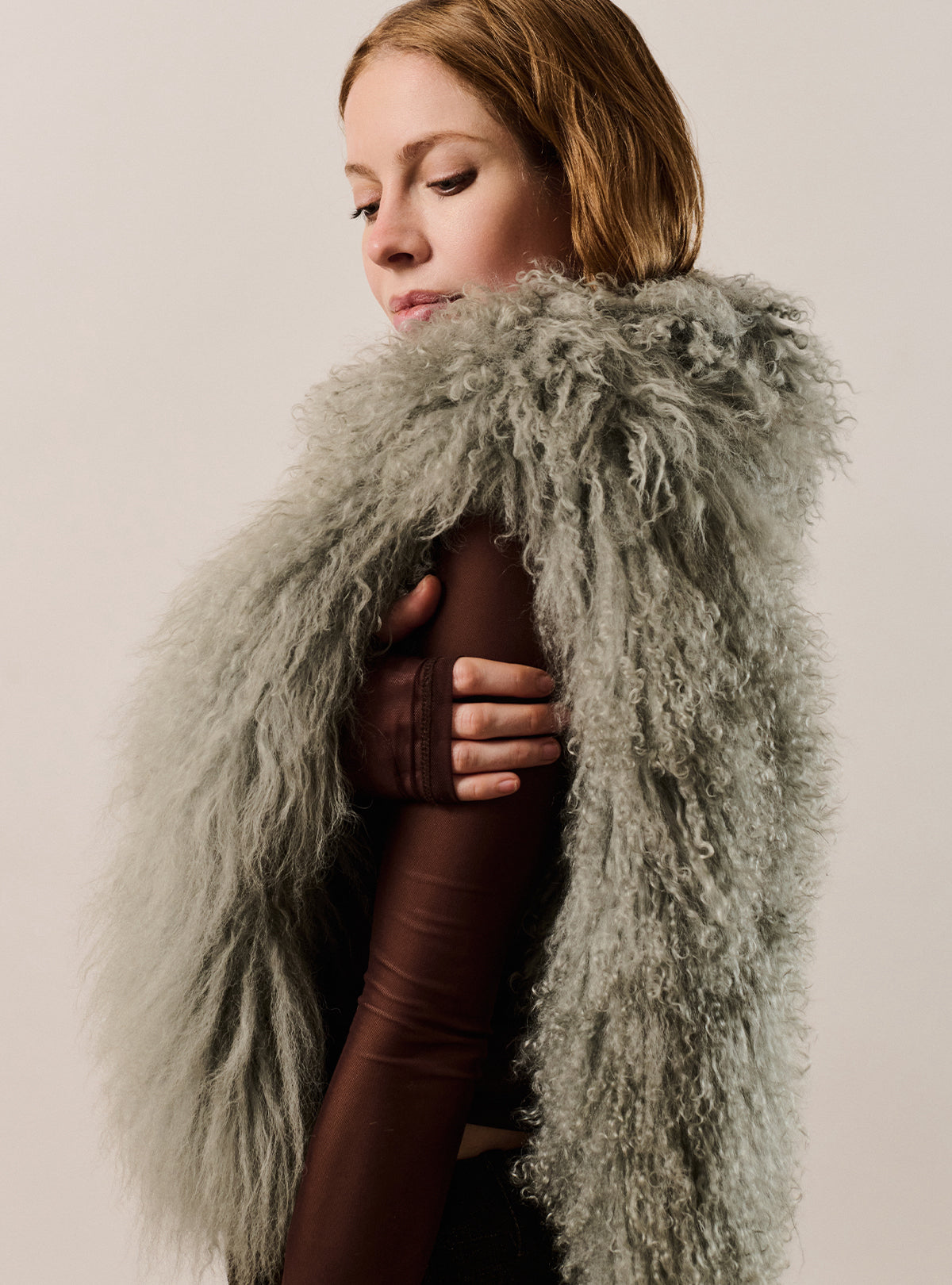 Tan Sheep Fur Muffler