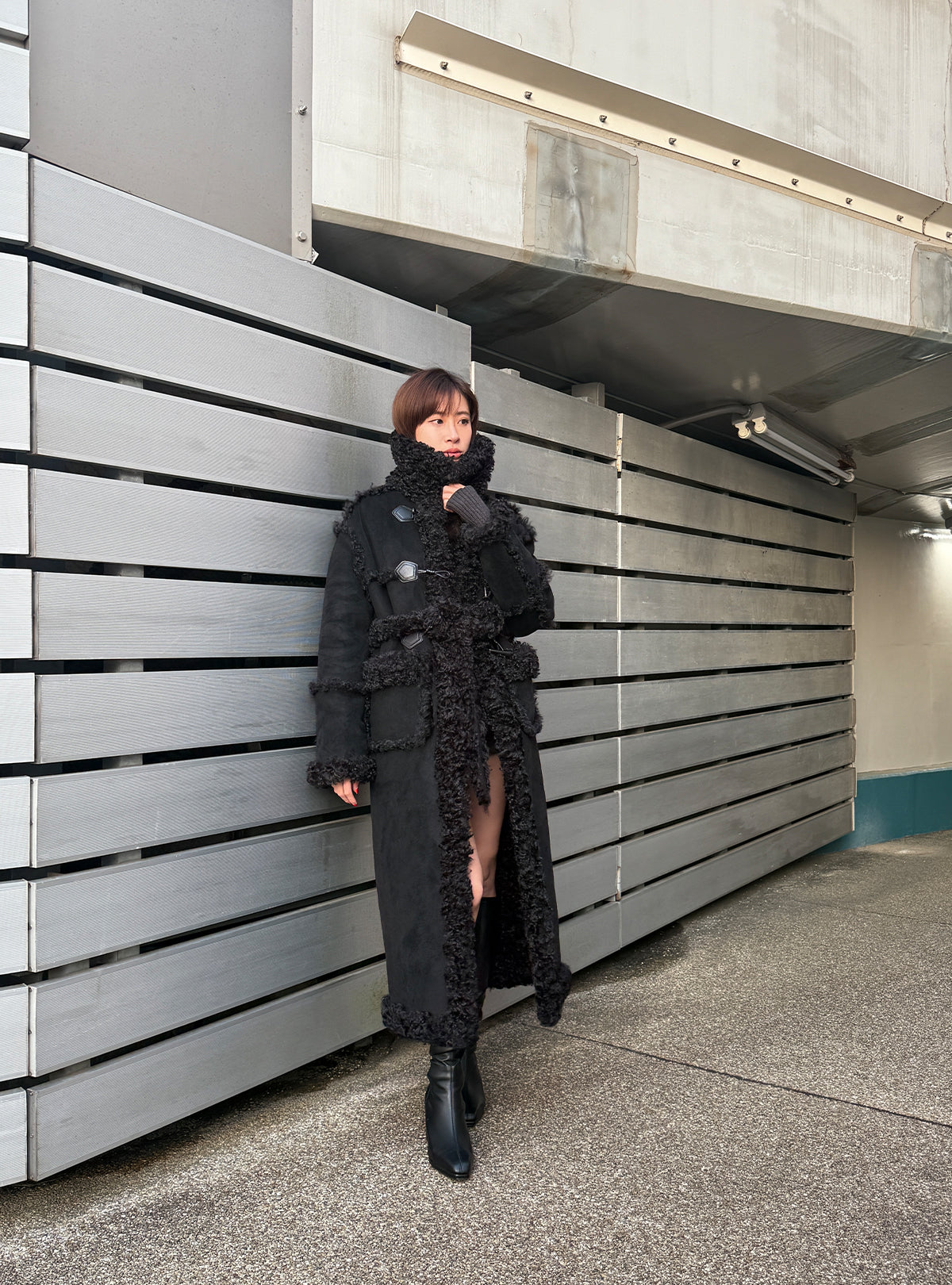 Curly Boa Long Mouton Coat