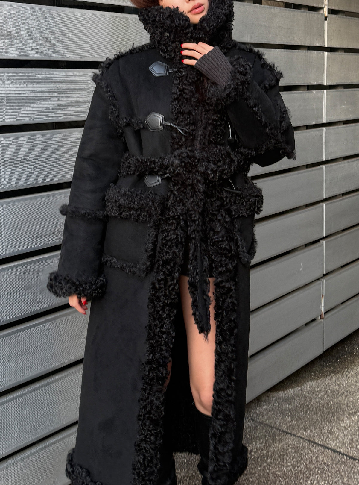 Curly Boa Long Mouton Coat