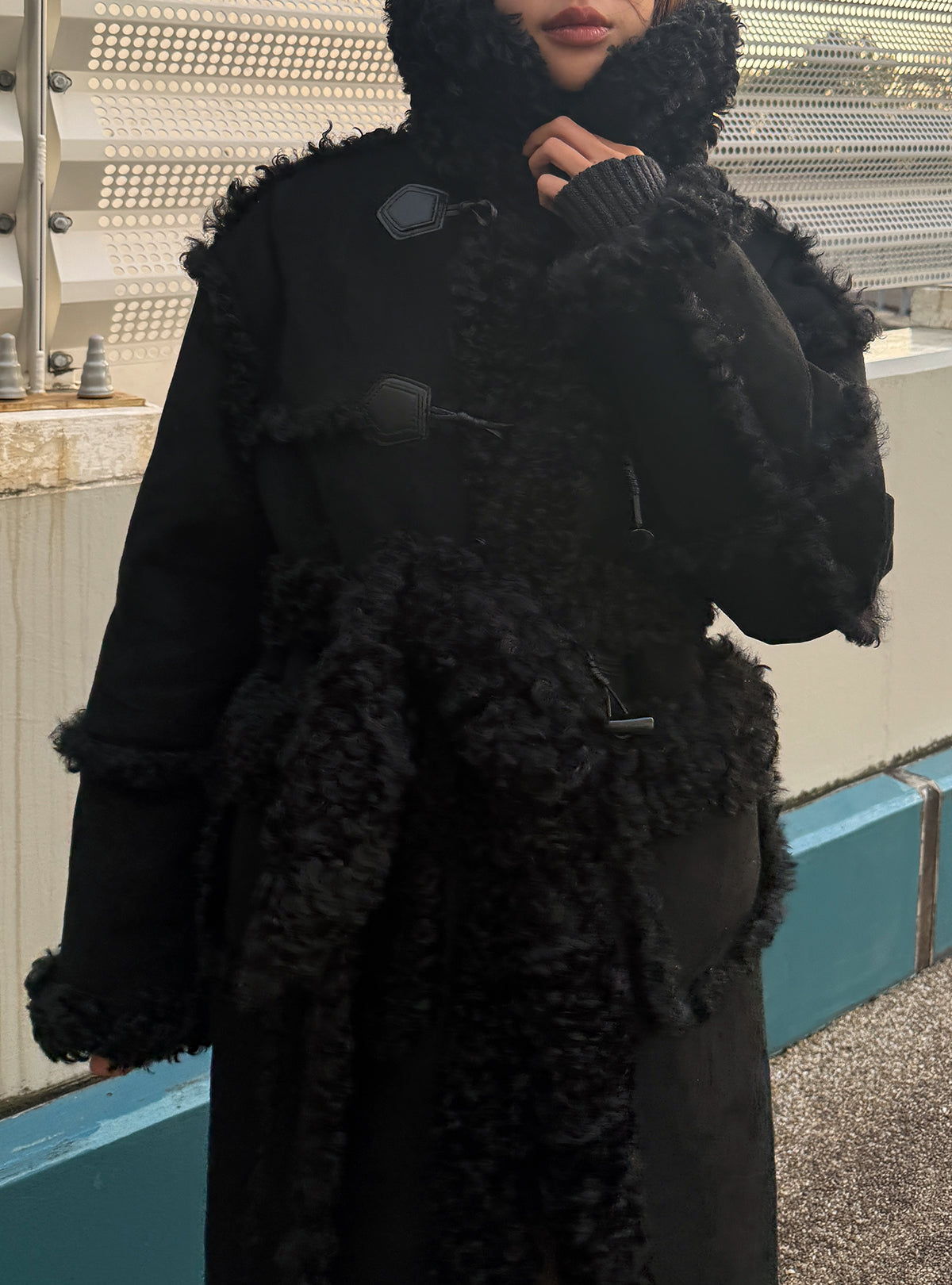 Curly Boa Long Mouton Coat