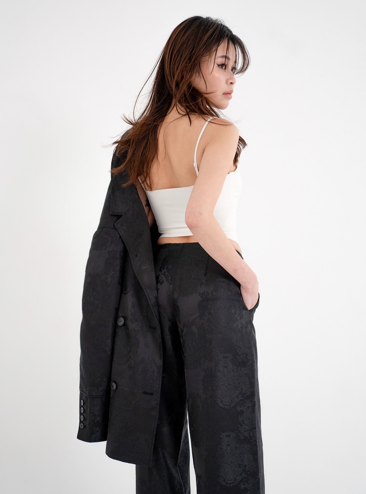 Satin Jacquard Over Jacket – JUEMI