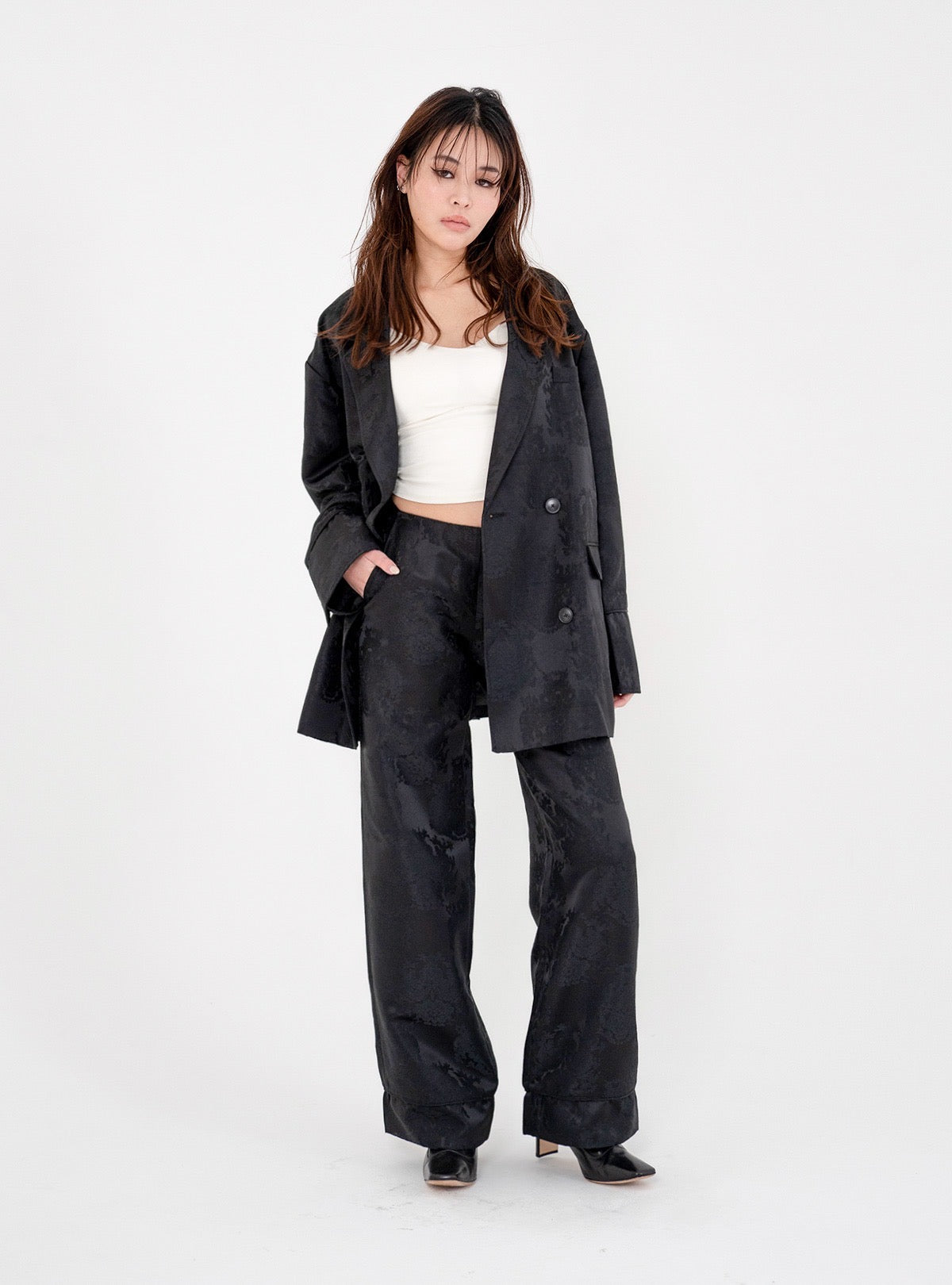 Satin Jacquard Over Jacket – JUEMI