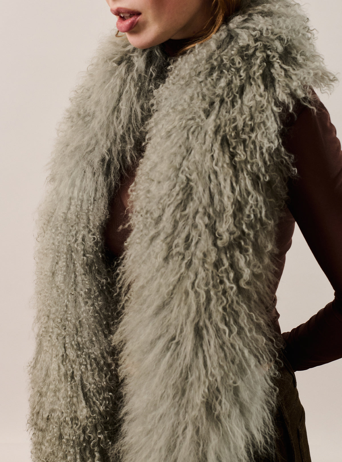 Tan Sheep Fur Muffler