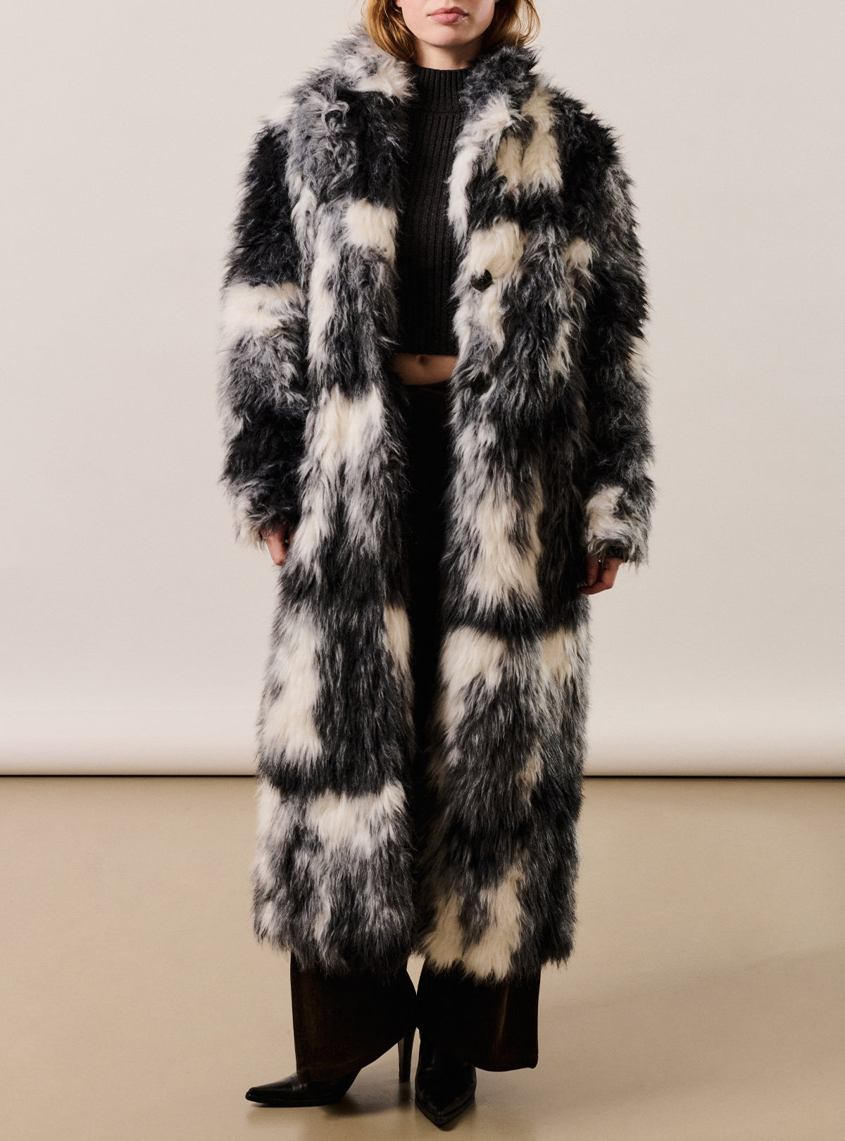 Mosaic Fur Long Coat