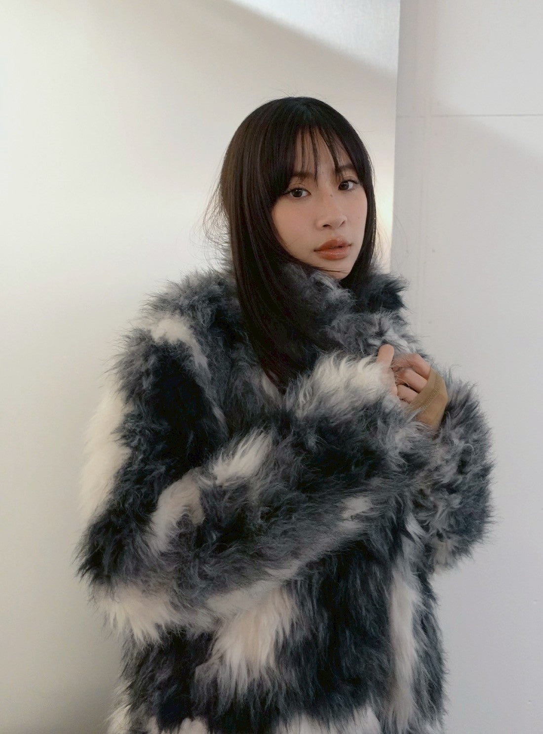 Mosaic Fur Long Coat – JUEMI