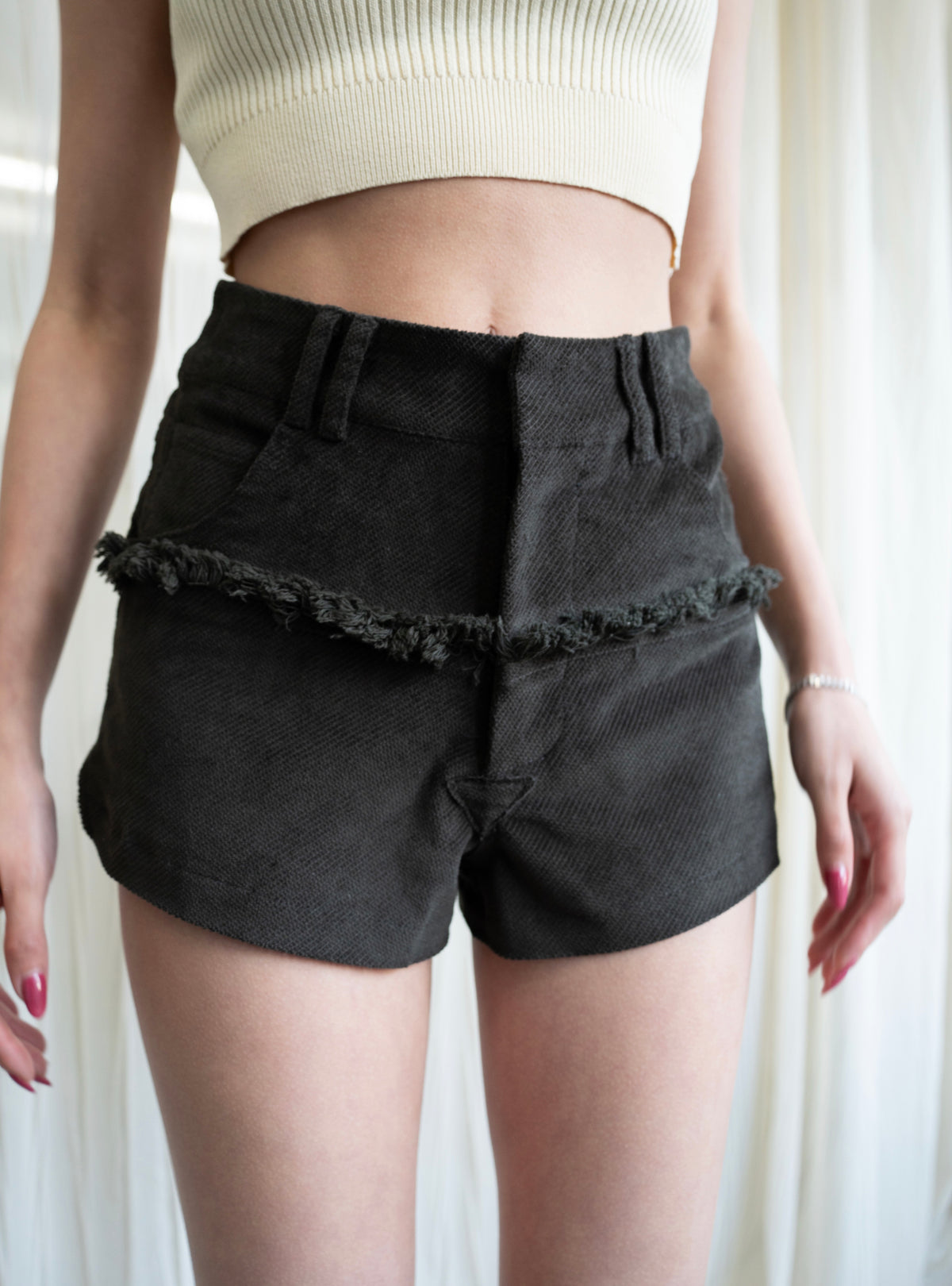 Fringed Corduroy Shorts