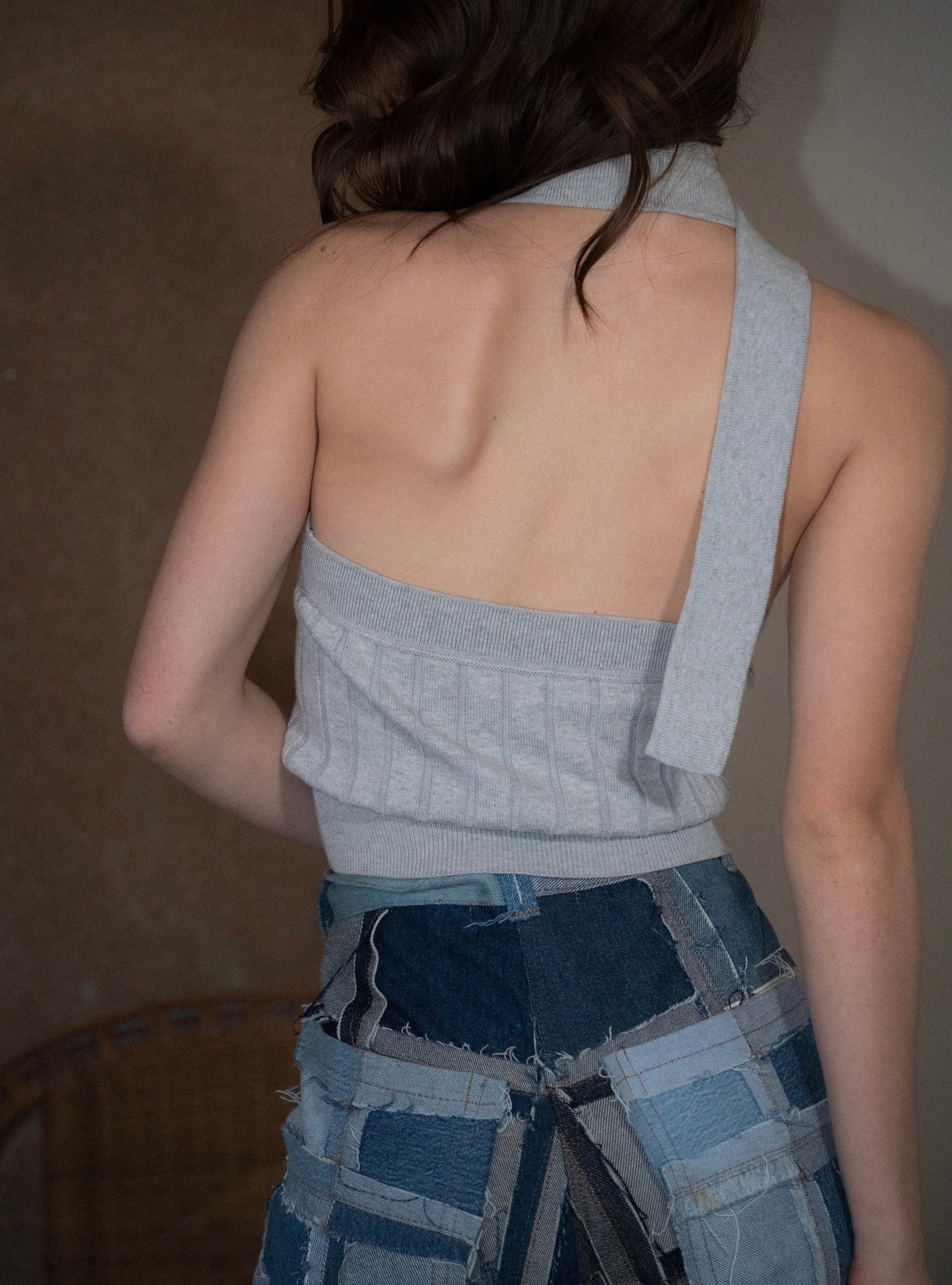 Ribbon Tie Halter Knit Top – JUEMI