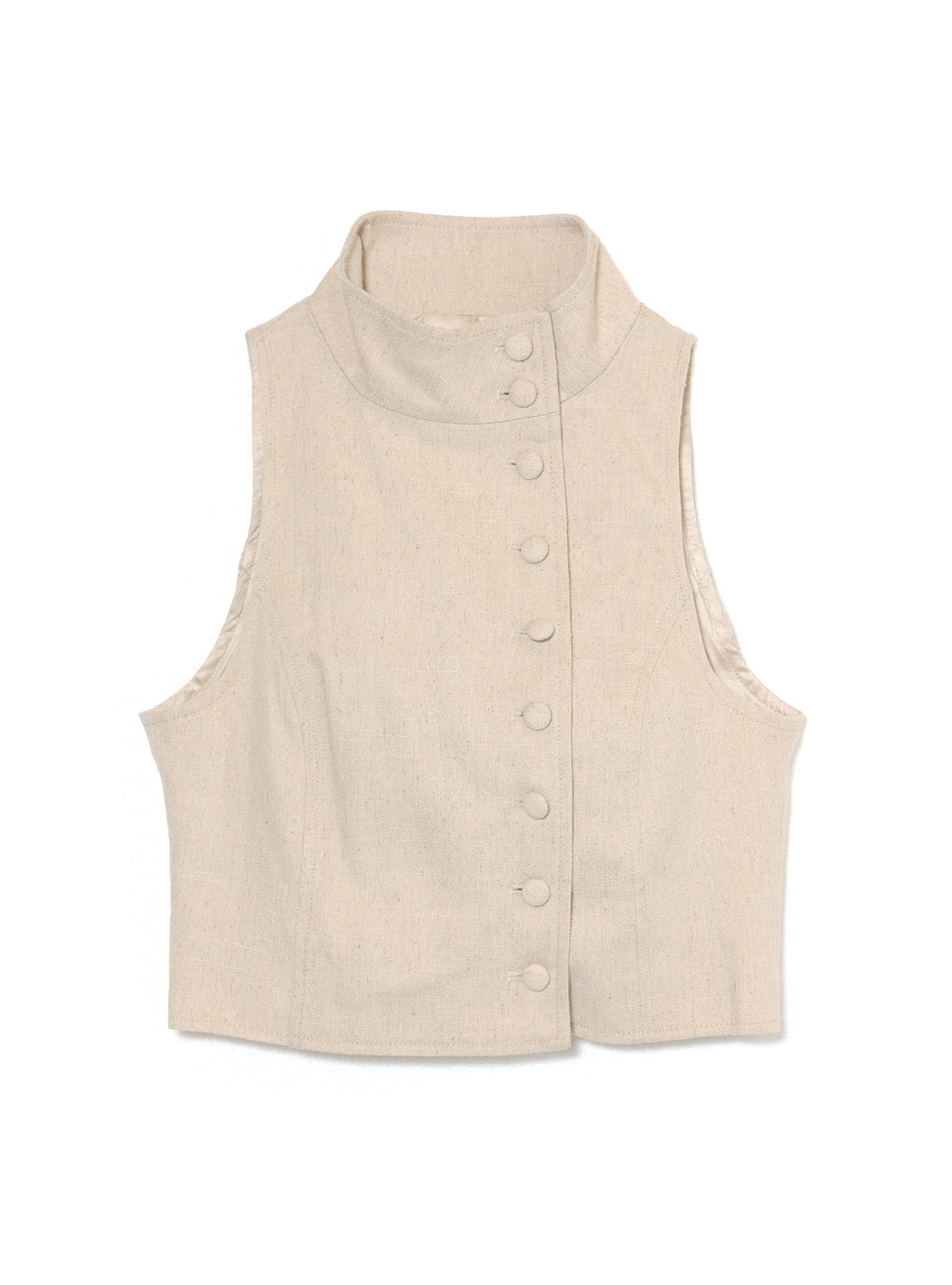 Covered Button Stand Neck Vest