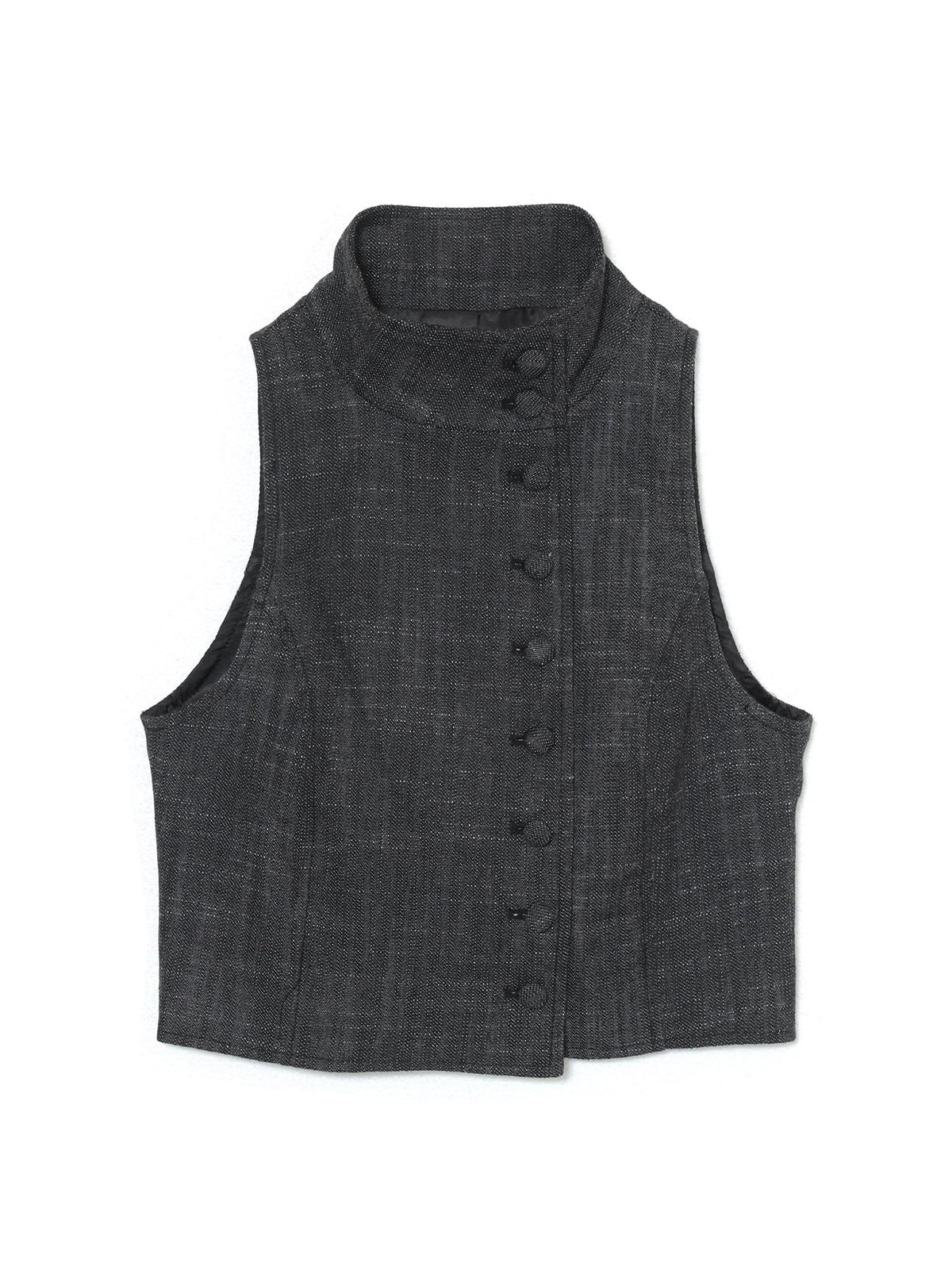 Covered Button Stand Neck Vest