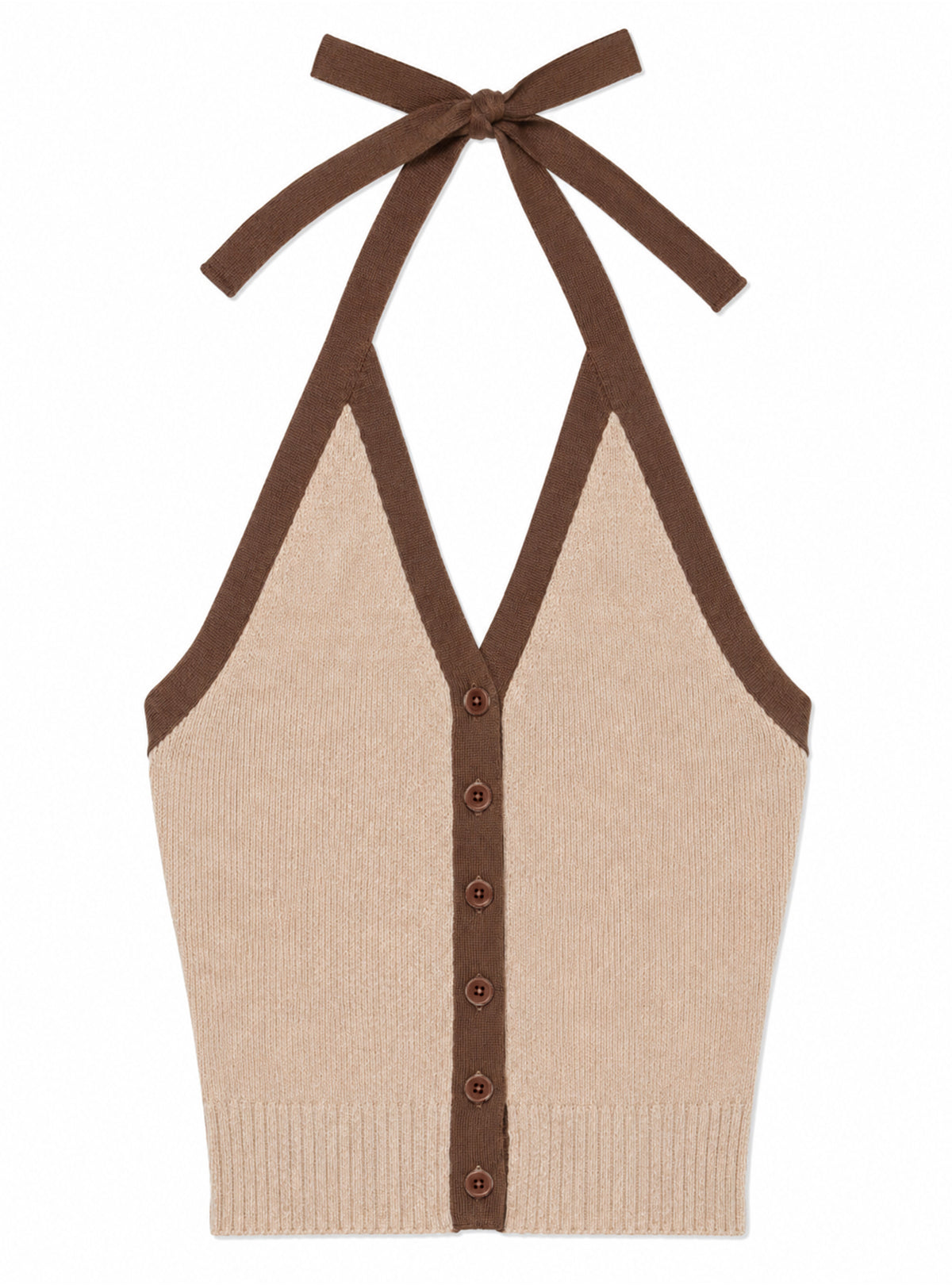 Contrast Halter Knit Vest