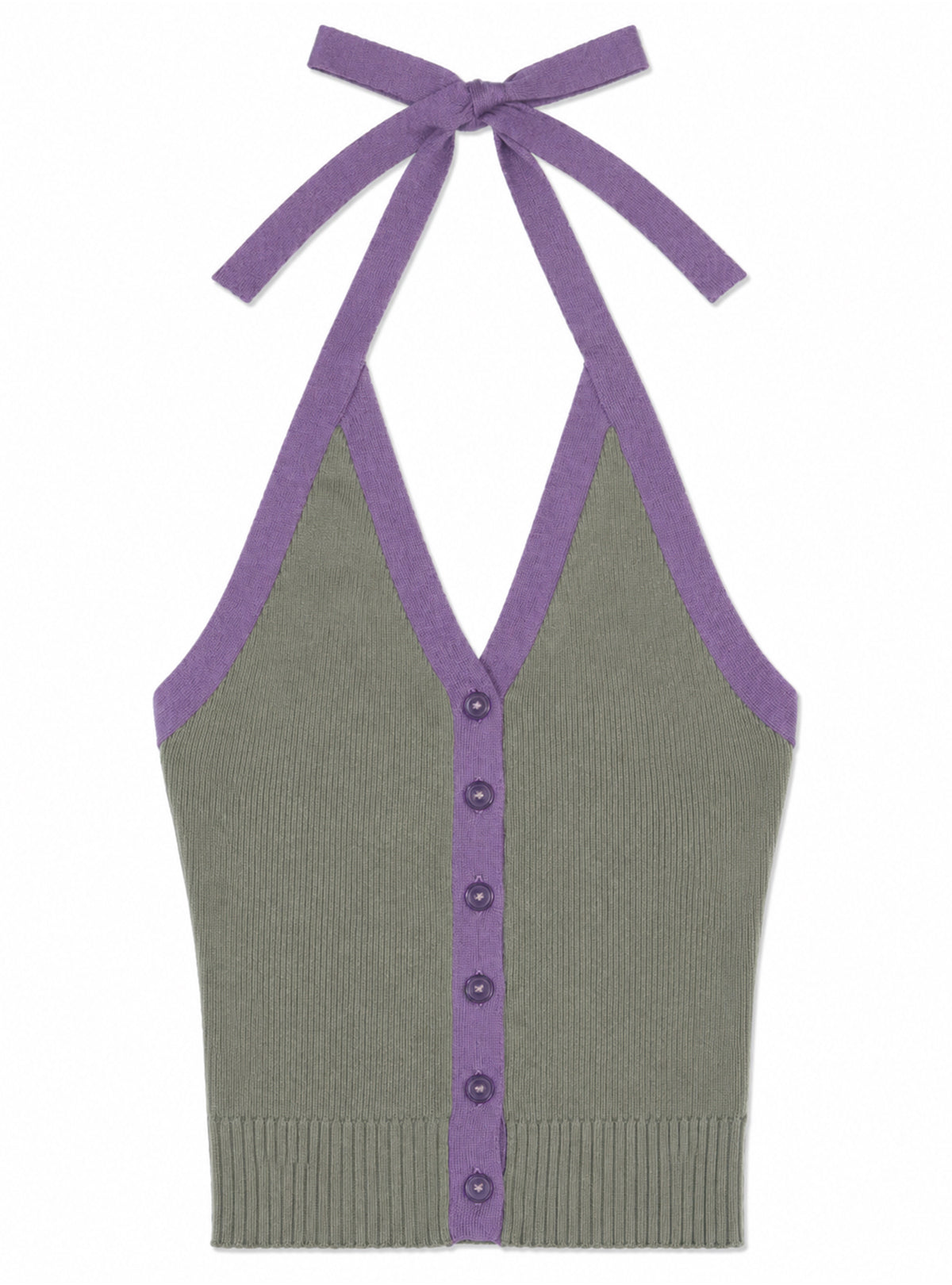 Contrast Halter Knit Vest