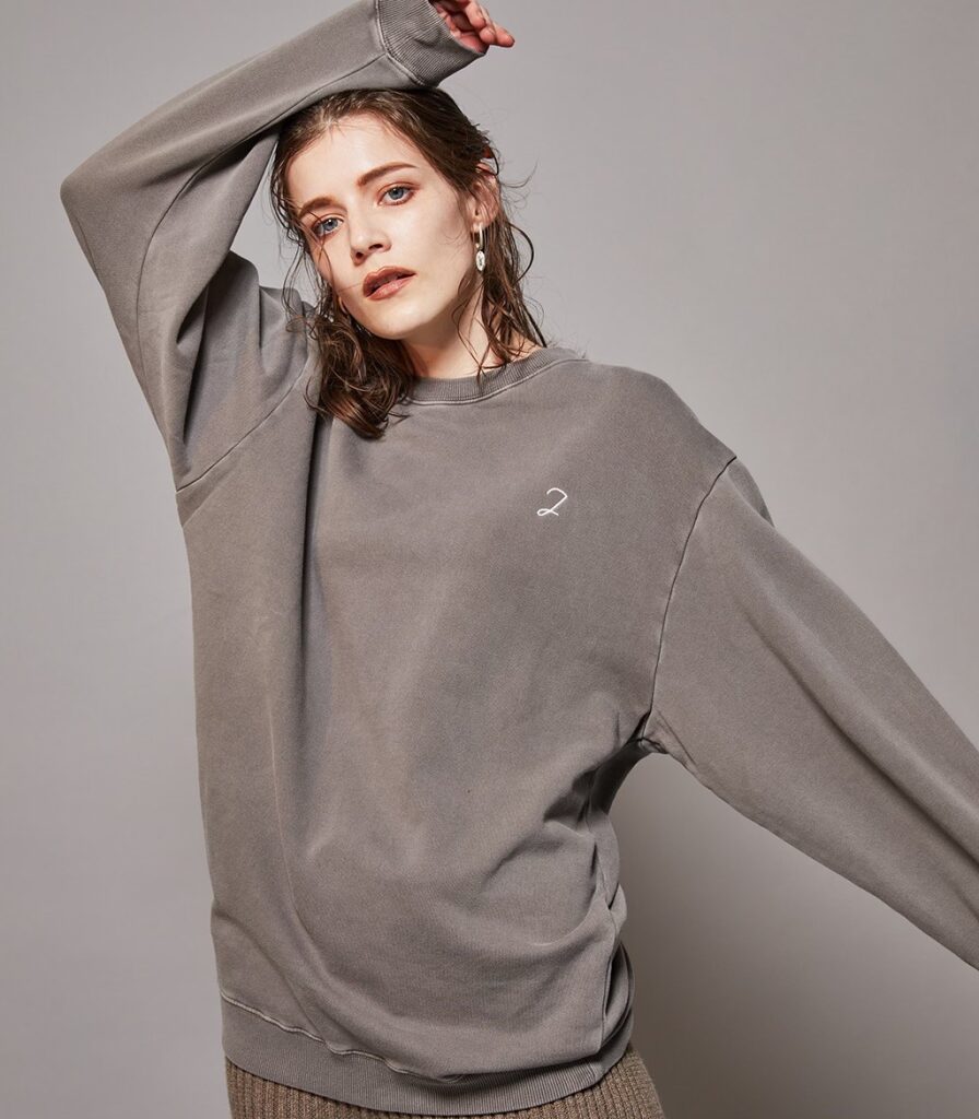 50%OFF Sweat Dyed Pigment Neck Loose juemi - トレーナー/スウェット 